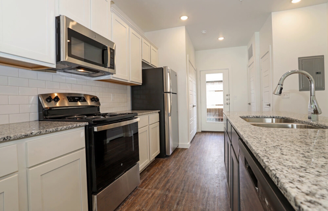 High-end apartment interior with luxury flooring and designer finishes.