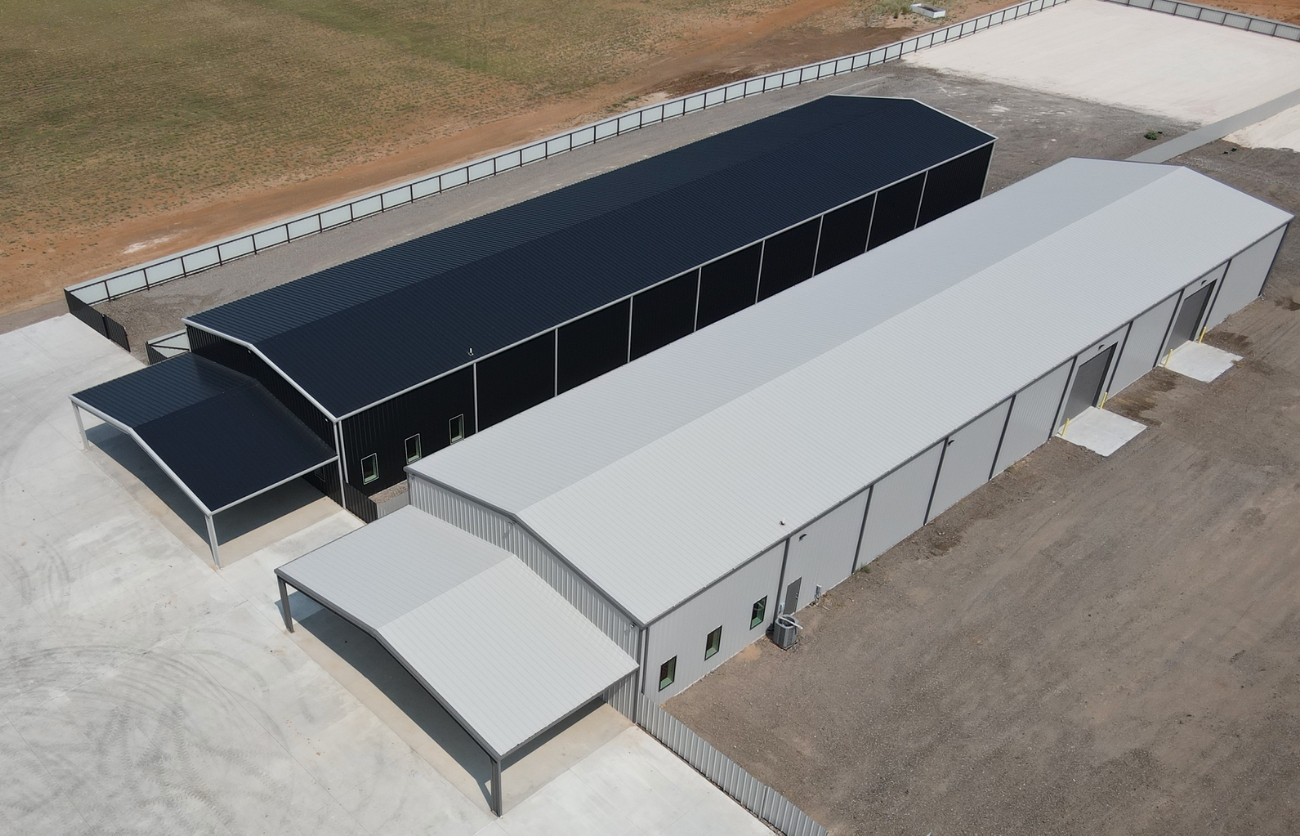 Large custom metal warehouse buildings constructed by Citadel Construction in Lubbock.